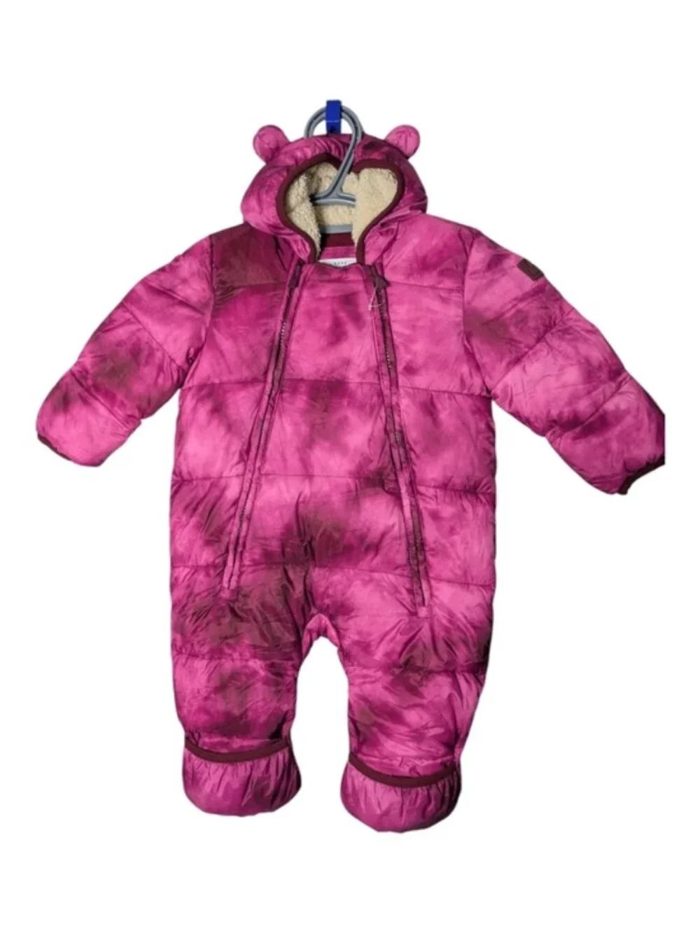 NWOT Baby Gap Primaloft Puffer Snowsuit Happy Pink 6-12m Warmest Hooded Zip - Picture 1 of 10
